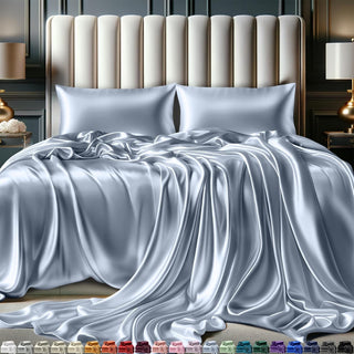 FizzyNest Satin Sheets Bed Set 4 Pcs-Elegant Satin Bed Sheets